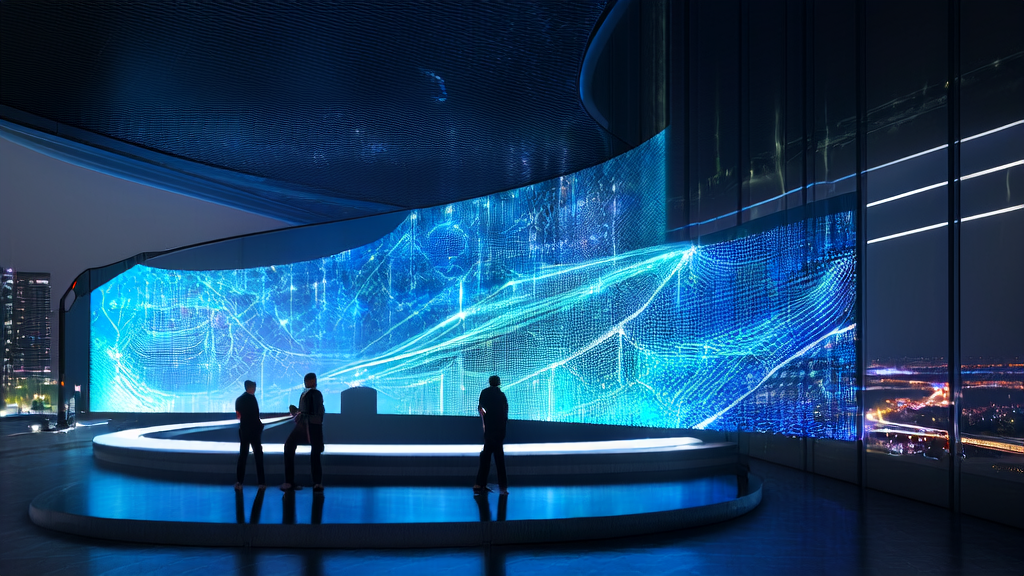 Engineers developing and optimizing AI customer acquisition systems in a high-tech building amidst the cityscape