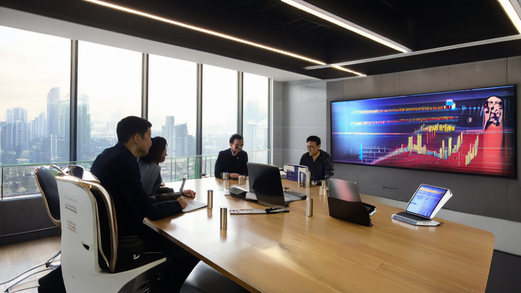 外贸领域中使用AI技术进行客户获取的现代化办公室场景
