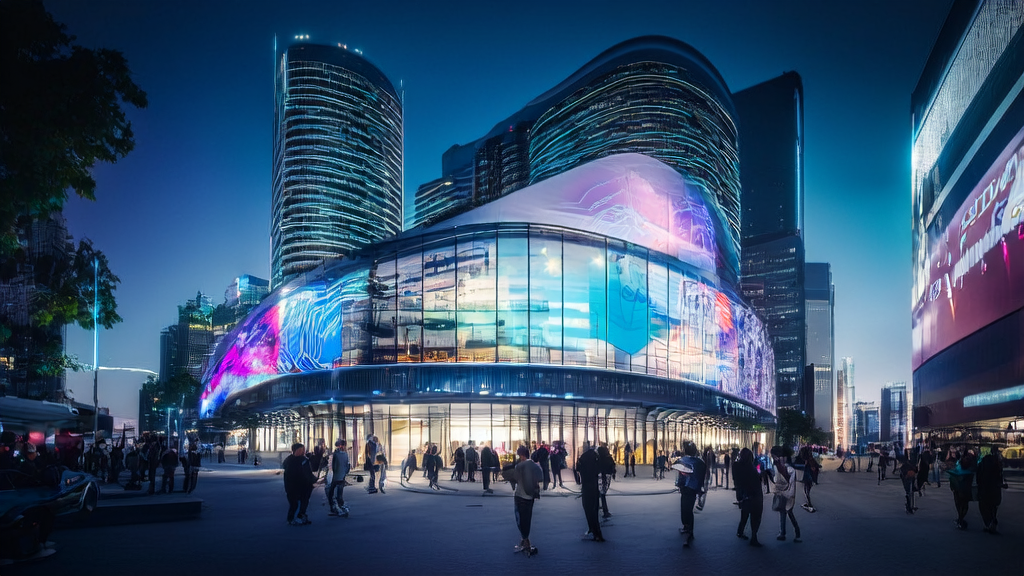 An international trade company utilizes AI technology for precise customer acquisition and intelligent transformation, set against the backdrop of a futuristic city nightscape.