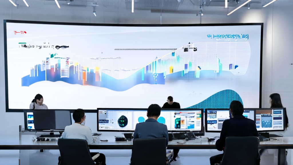Scene of AI-powered customer screening in a modern office environment