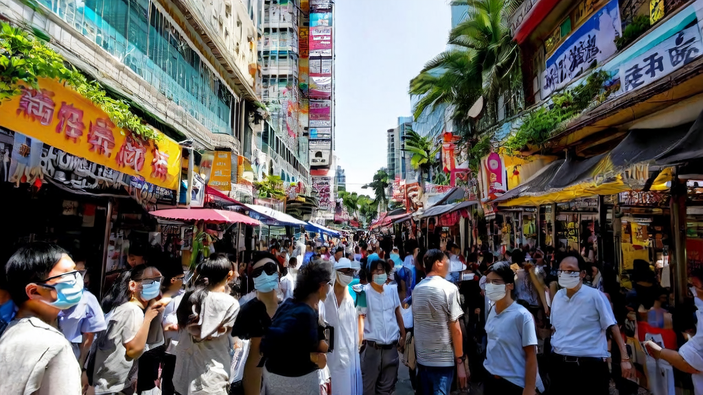 People in Southeast Asian streets using Tianyi AI smart glasses for voice interaction and image recognition