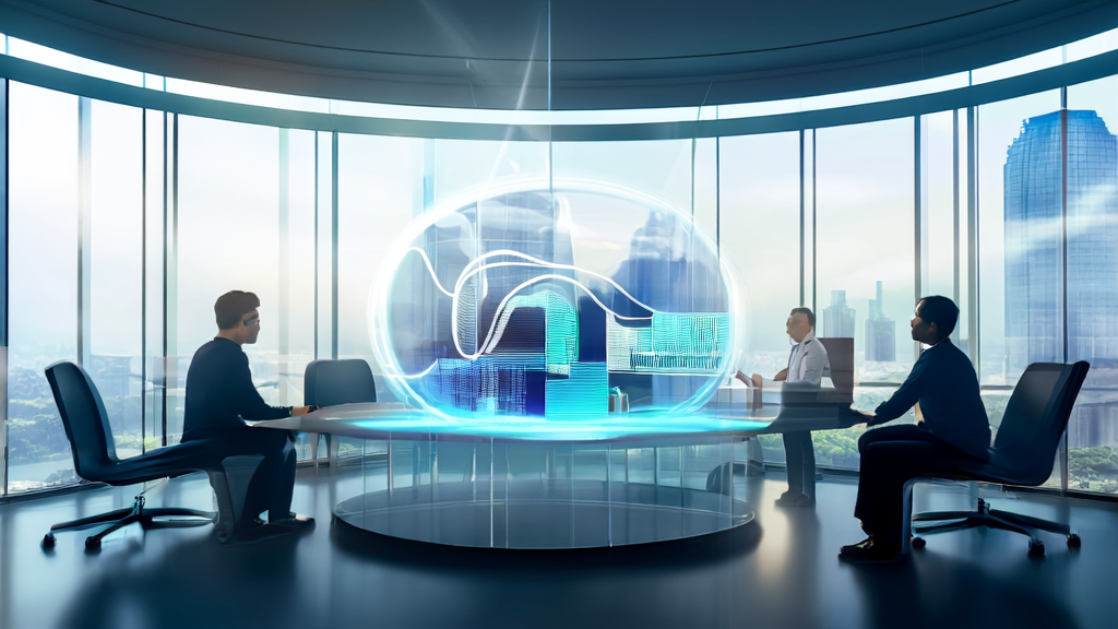 Modern office scene utilizing AI technology for high-quality customer acquisition