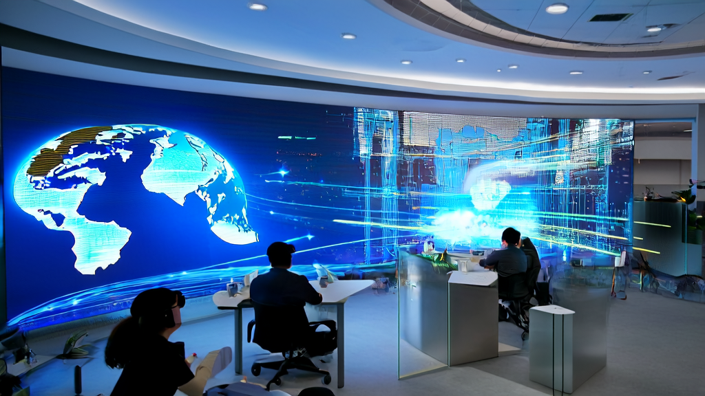 AI engineers discussing customer acquisition strategies using manufacturing customs data in a modern office