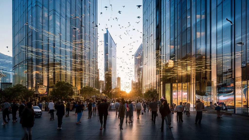 未来城市中的创新实验室，团队讨论AI精准获客和TurboDiffusion技术的应用