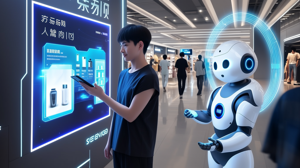 苏宁易购的数字人导购屏和灵思店员AI助手为顾客提供个性化购物建议