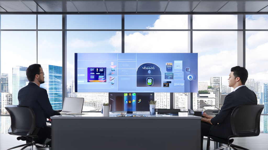 Modern office setting where employees use Mi Browser and Daovoice Model for AI-driven customer acquisition