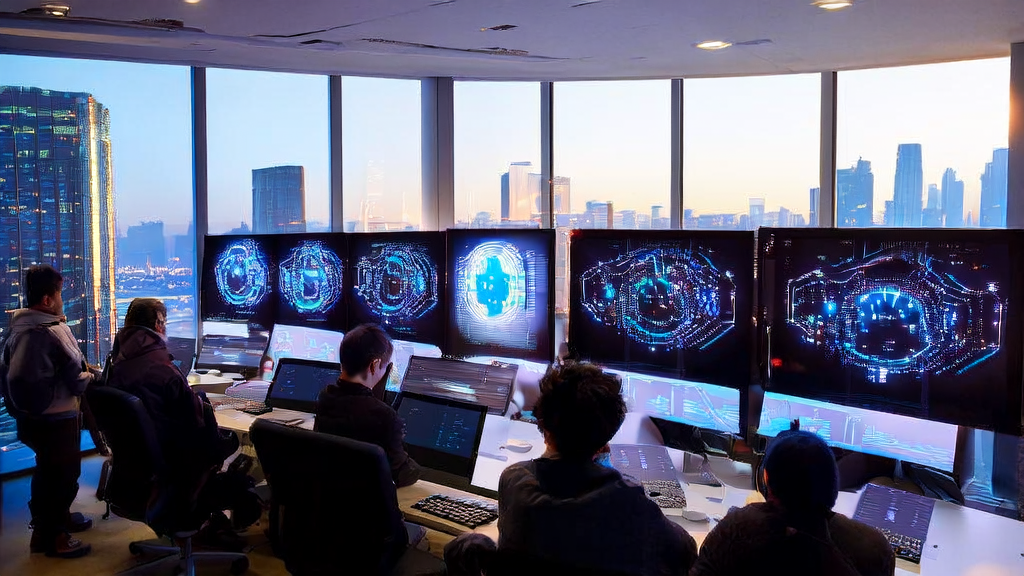 现代办公室中，程序员们利用AI技术优化客户数据清洗服务，提升获客效率