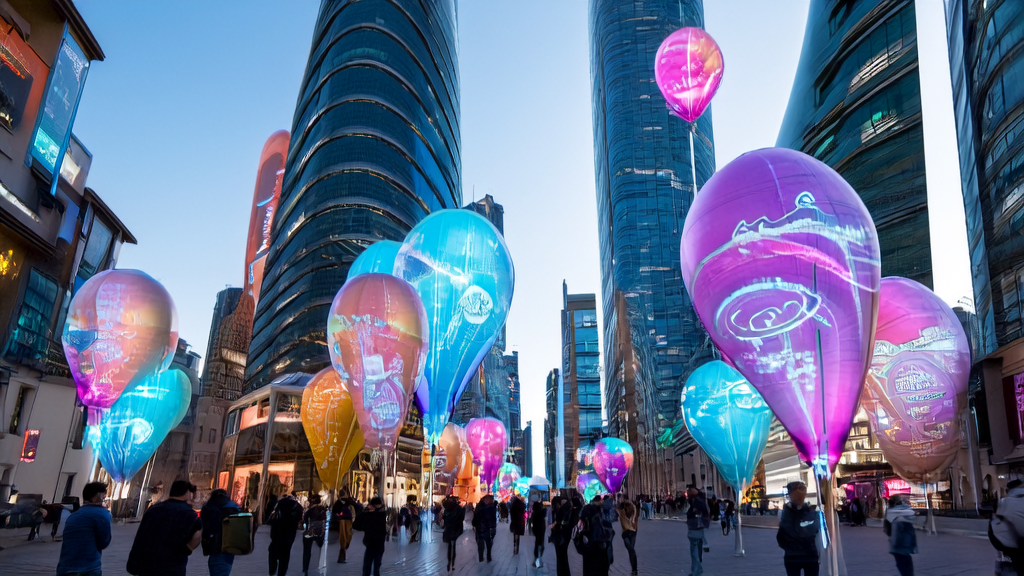 A futuristic city showcasing the application of AI-optimized advertising