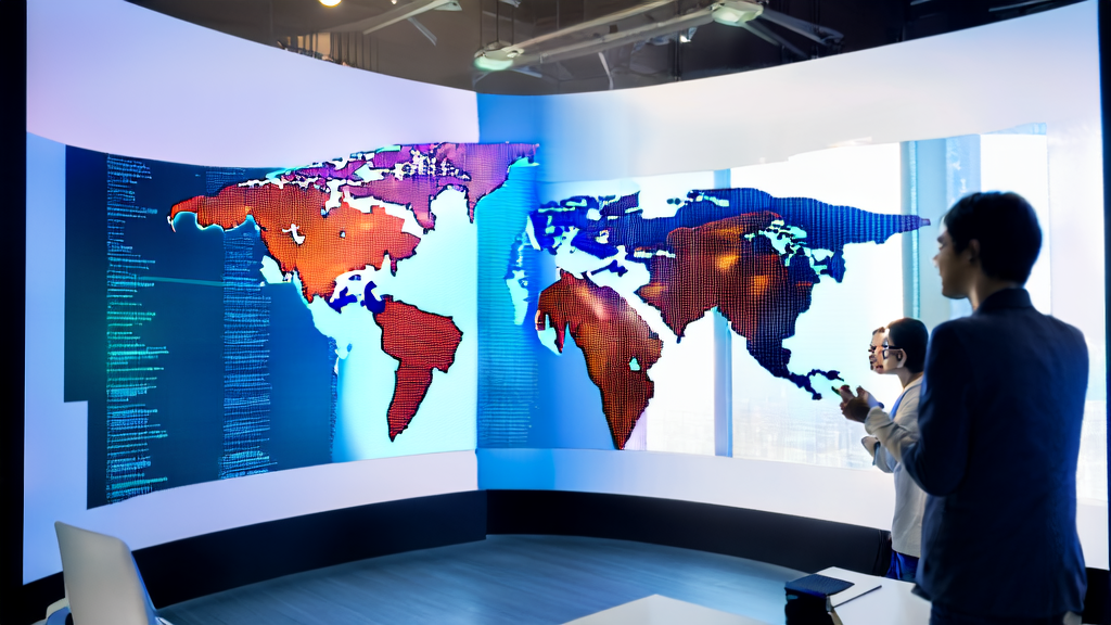Modern office where export company employees use AI technology for precise customer acquisition analysis