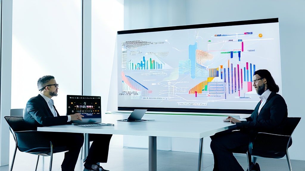Modern office scene showcasing AI technology for optimizing B2B customer acquisition paths