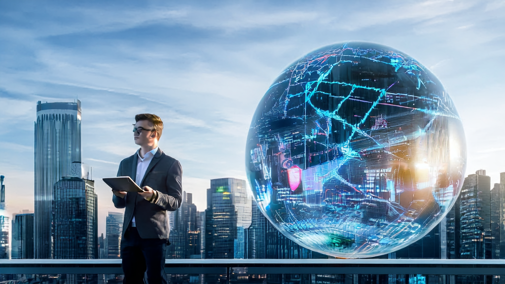 AI获客：潜力与挑战并存的新时代营销利器，展示了现代企业利用AI技术进行客户数据分析和应对安全威胁的场景。