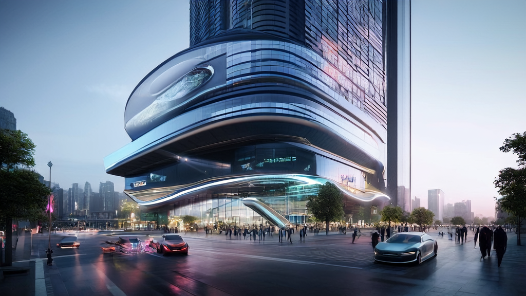 AI Customer Acquisition Revolution 2025: Showcasing the high-tech landscape of a future city, including autonomous Robotaxis and smart logistics