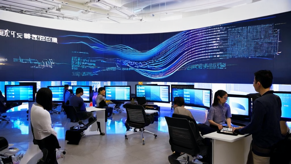 In a modern office, programmers are using AI algorithms for customer data cleaning, with real-time data showcasing the success of Bilibili's AI content ecosystem