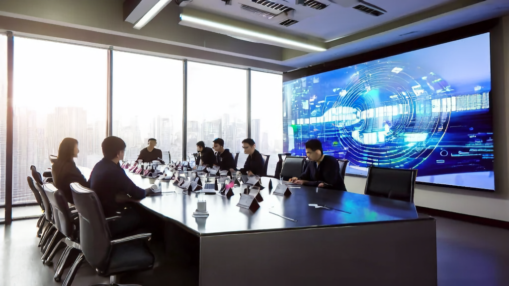 AI智能获客系统优化电商销售的场景，展示了现代办公室中专业人士使用AI技术进行数据分析和邮件营销优化的过程。