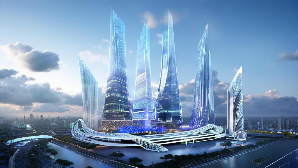 A futuristic digital city scene showcasing the integration of CodeRabbit and AI customer acquisition systems, highlighting the convergence of technology in digital marketing