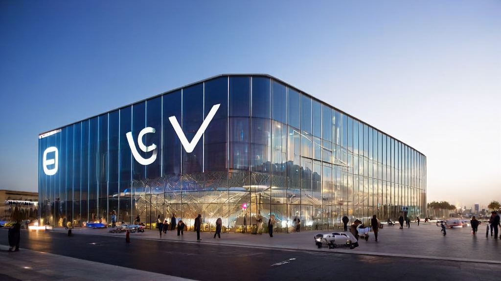 A modern enterprise office building in Abu Dhabi with technicians fine-tuning an AI customer prediction model, showcasing the potential of AI acquisition technology to boost market competitiveness.