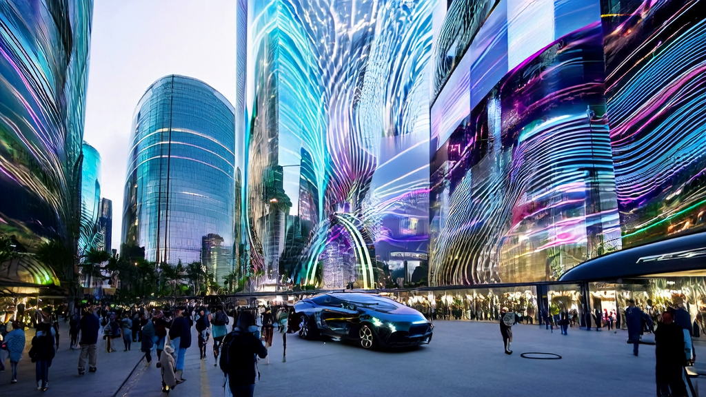 未来城市的街头，AI技术优化广告投放，精准触达目标客户