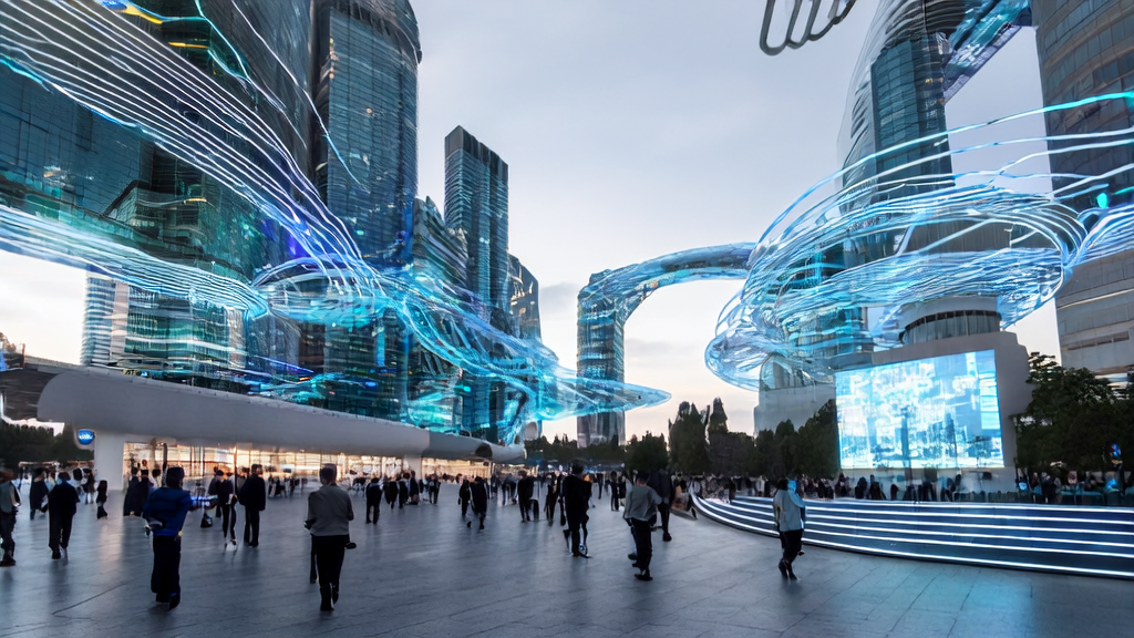 未来城市中商人利用AI客户预测模型进行精准营销