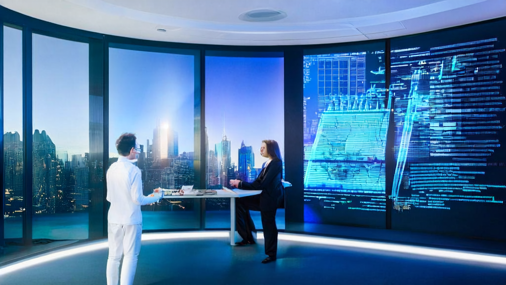 未来城市中的AI客户获取新趋势,展示精准筛选优质客户的高科技场景
