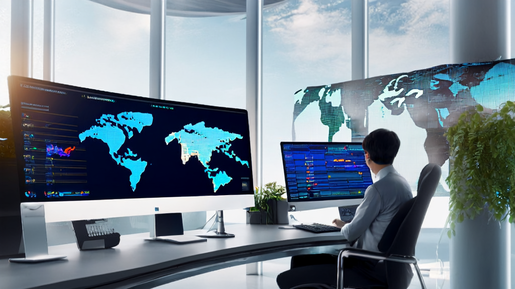 Cross-border e-commerce employee using Ali Qwen APP for email automation marketing