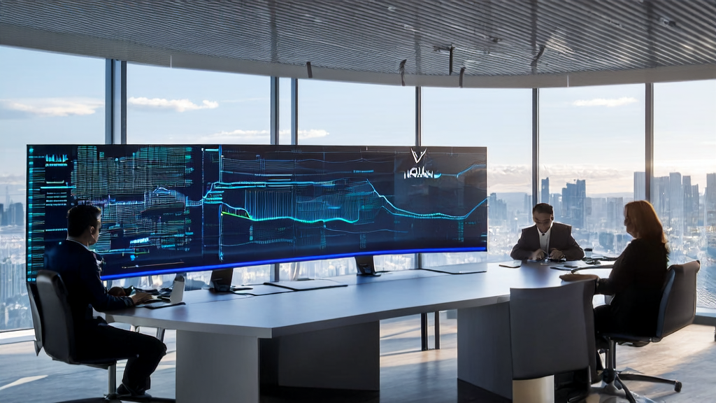 Data scientists analyzing manufacturing customs data in a modern office, exploring new AI customer acquisition trends
