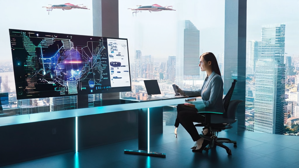 未来的办公环境中，市场营销专家利用AI技术优化邮件营销策略，提高客户转化率。