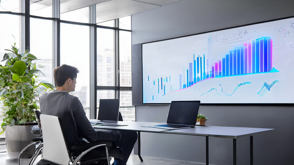 年轻创业者们在现代办公室中讨论AI优化邮件营销策略，以提高客户回复率