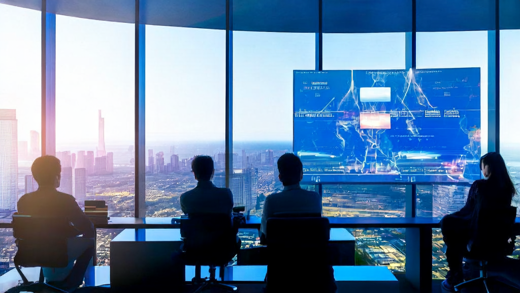 未来办公室中年轻的创业者们正在探讨2025年AI获客的新趋势