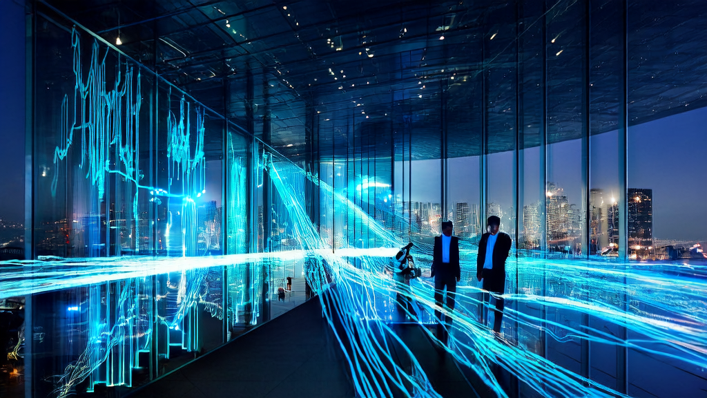 Entrepreneur in a futuristic city using AI to optimize ad targeting and reduce CPA