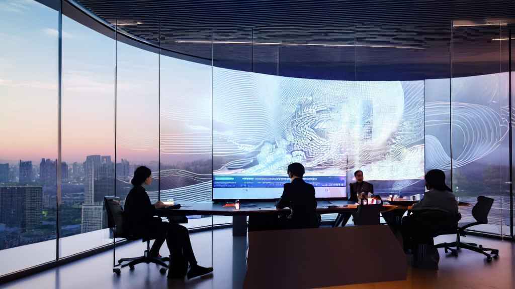 A team discussing AI customer acquisition strategies using the Kimi K2 model in a modern office