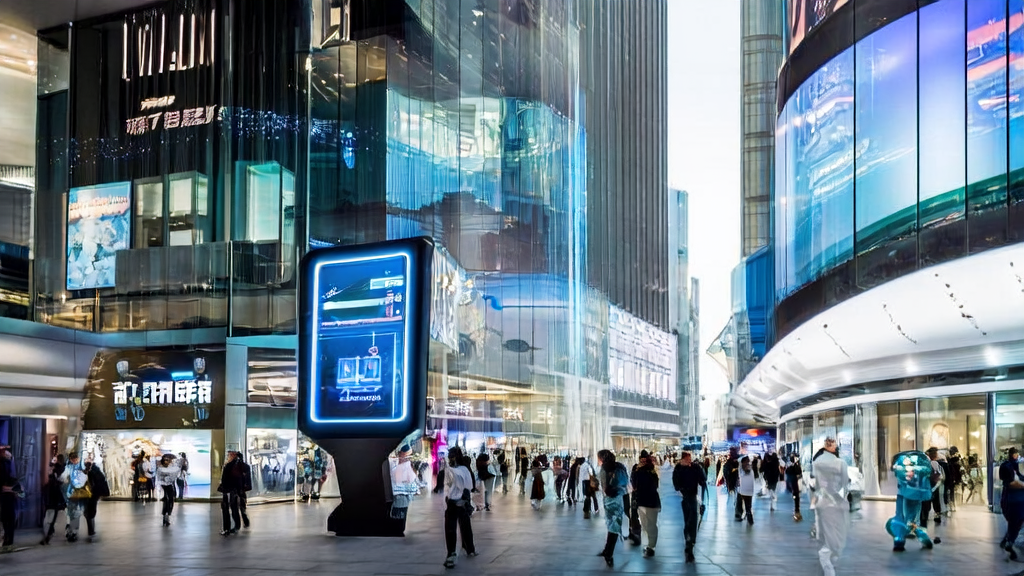 A futuristic city mall leveraging MCP with AI for enhanced customer acquisition efficiency