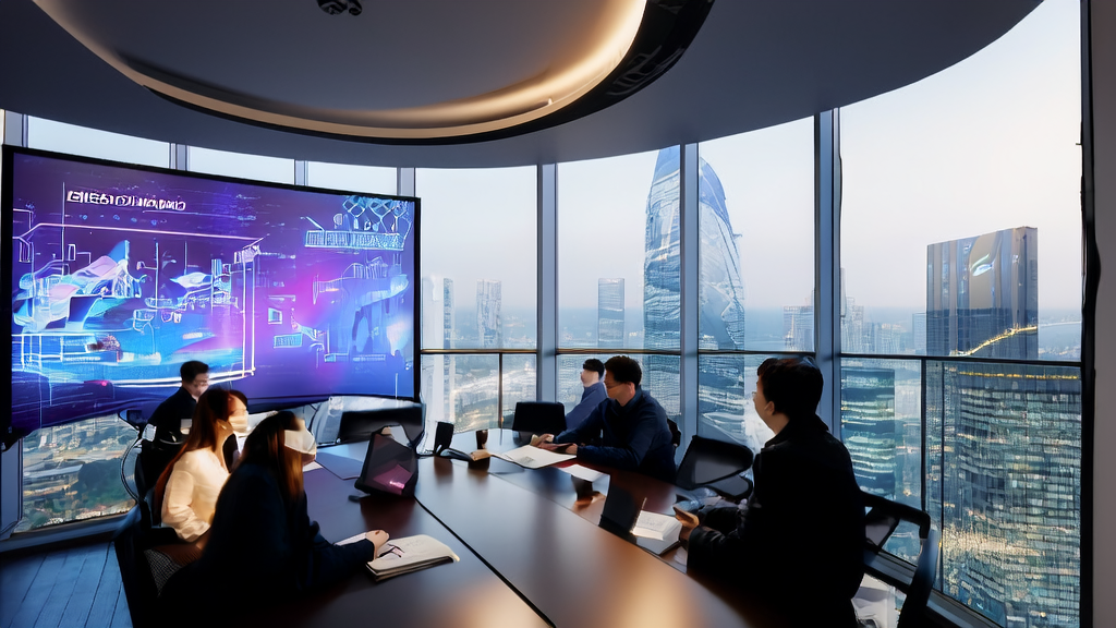 Modern office scene utilizing AI predictive models to screen premium customers