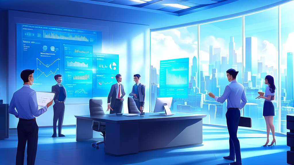 Modern office scene using Twitter data and Zhipu's large models for AI customer acquisition