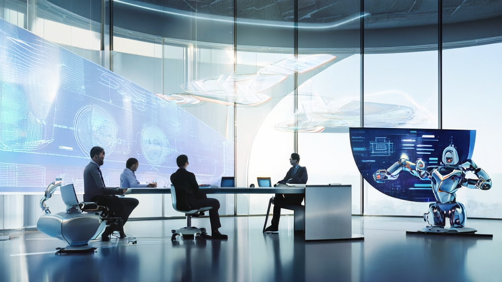 Modern office where employees use AI technology for customer data acquisition and analysis