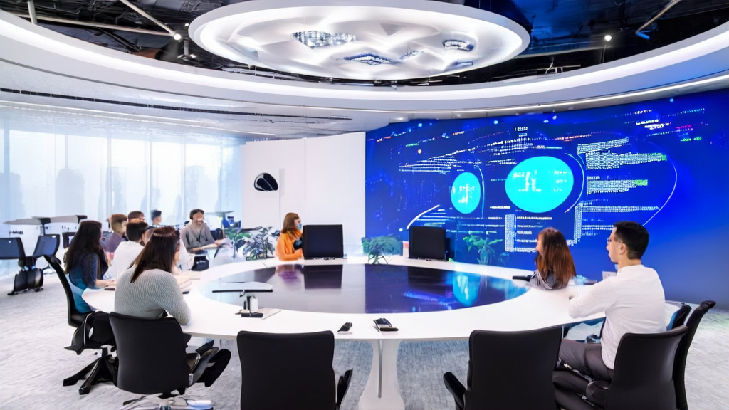 Data analysts using Seed-OSS for customer data cleaning in a modern office