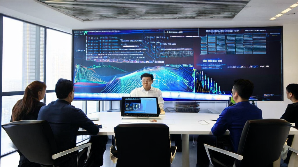 现代化办公室中工程师们利用AI技术进行客户数据采集和邮件营销策略讨论