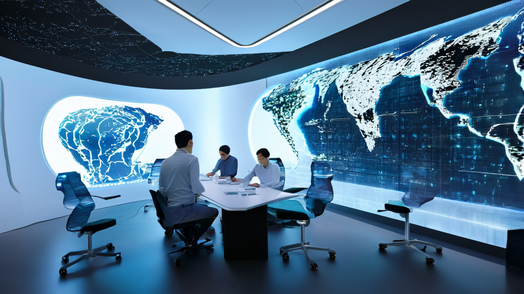 未来感办公室中工程师们利用AI技术优化客户数据采集与营销获客体系