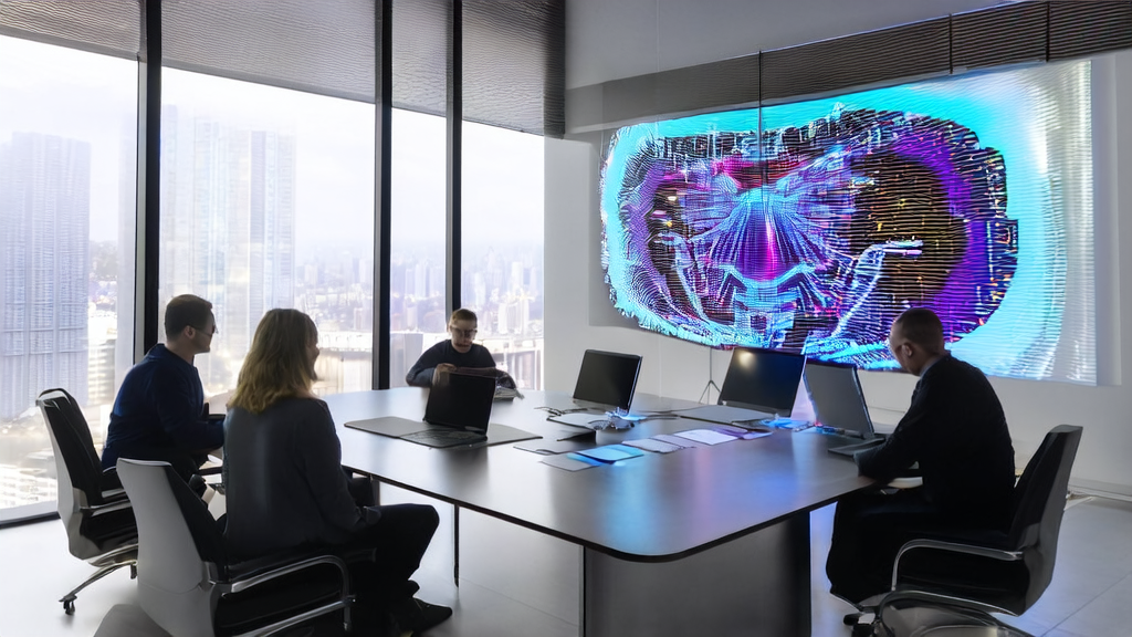 Data scientists in a modern office using AI technology to optimize email marketing strategies