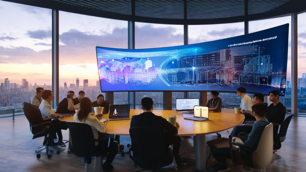 Team members in a modern office use AI customer data collection technology to analyze user behavior and optimize email marketing strategies.