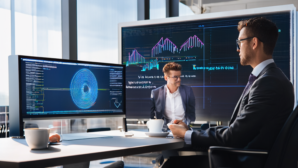 Depicts a modern office setting, highlighting the application of AI customer data collection in the B2B market.