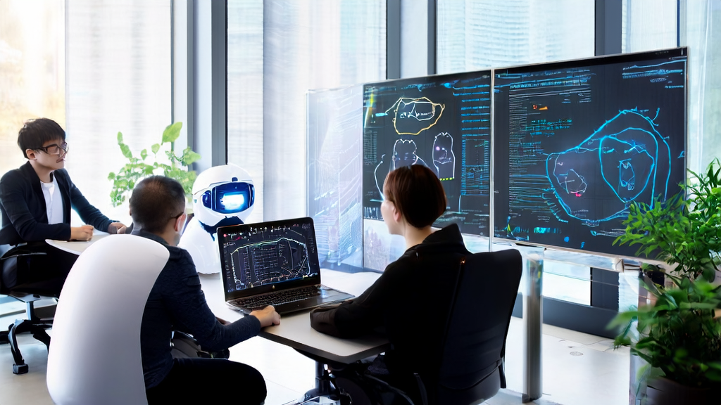 An ecommerce office using AI customer data collection technology for data analysis and optimizing sales strategies