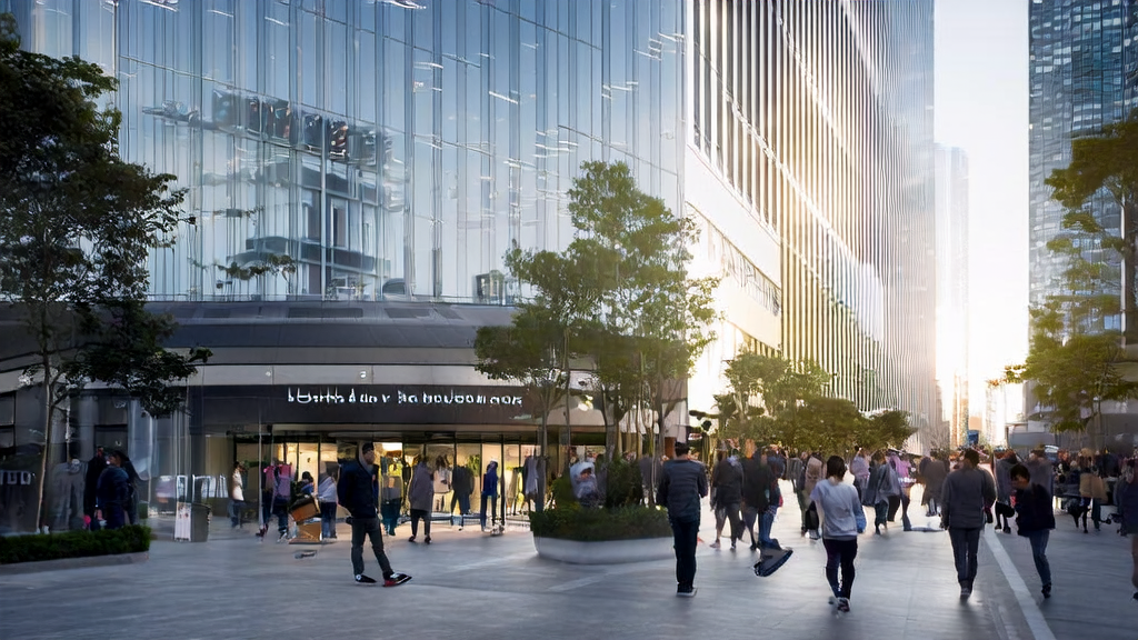 Scene of AI customer data collection innovation in a modern city