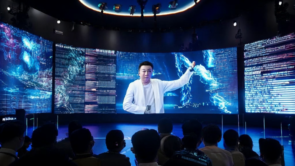罗永浩数字人直播现场，展示AI客户数据采集和处理过程