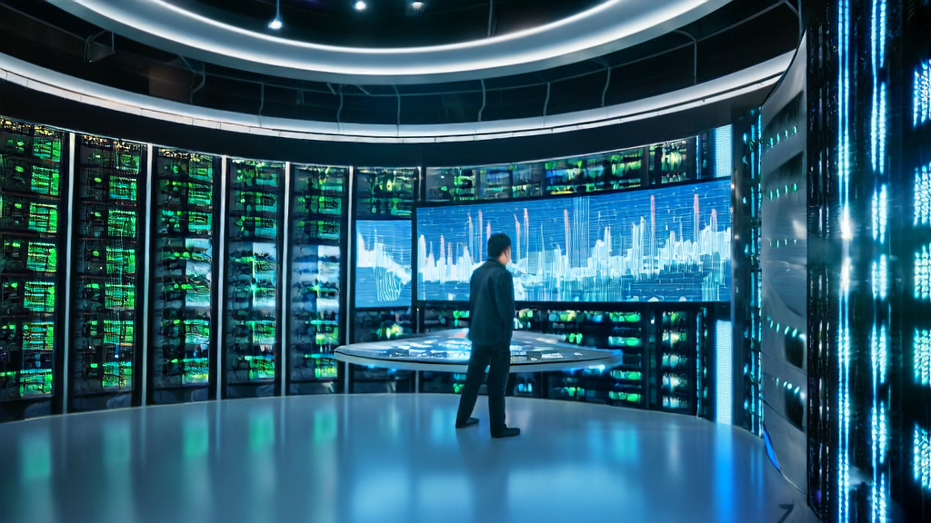 Engineer monitoring AI-based customer data cleansing service in a data center