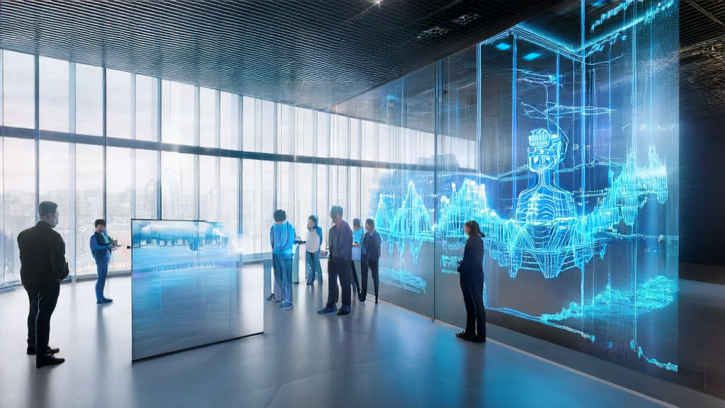 Data scientists in a modern office building using AI customer prediction models to analyze data and optimize customer acquisition strategies.