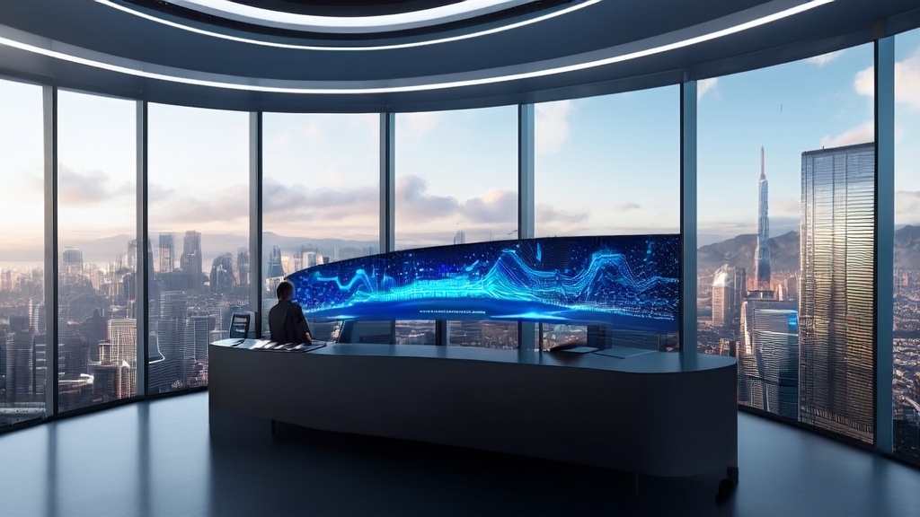 Scene of using AI customer prediction model for data analysis in a modern office in 2025