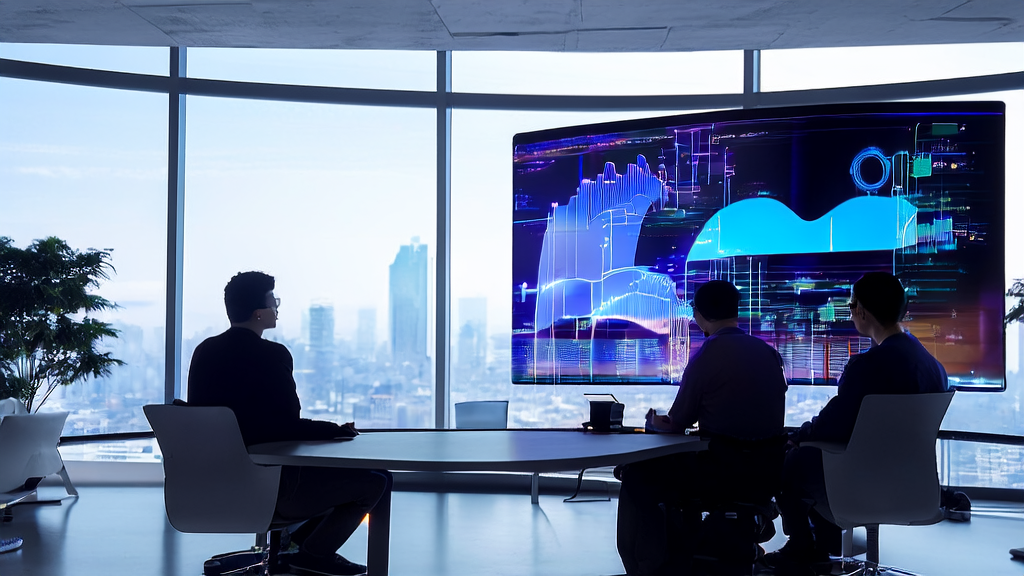 Data scientists in an office using AI customer prediction models and Seedance 1.5 Pro to optimize ad targeting strategies