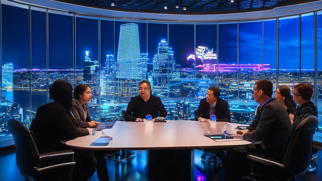 Modern meeting room scene showcasing Honhai and OpenAI collaboration using AI customer prediction model for precise advertising