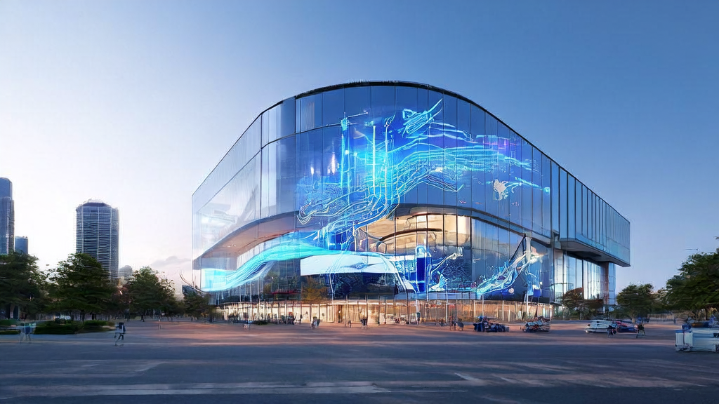 In a futuristic office building, programmers are developing an AI customer prediction model and personalized email marketing system