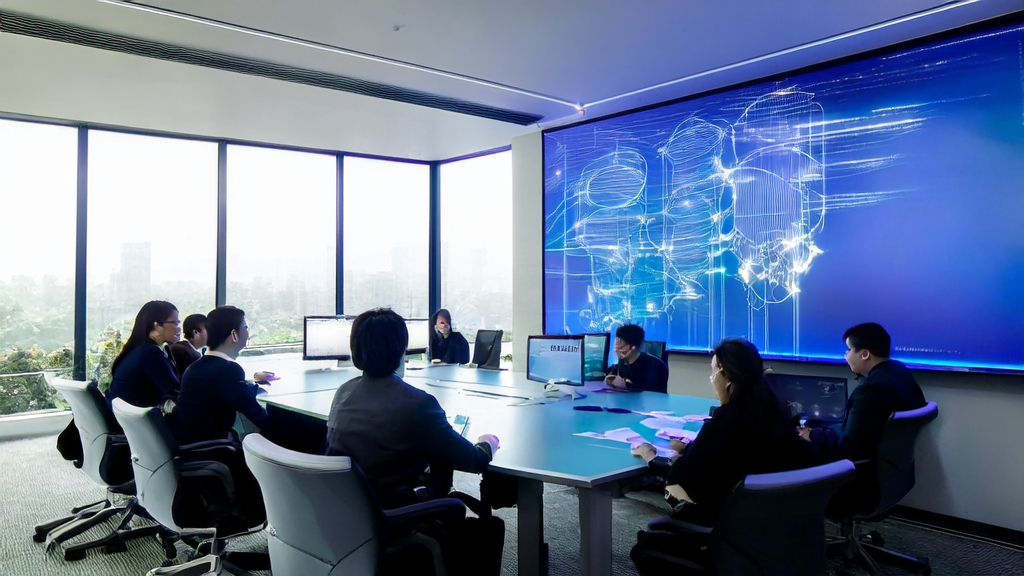 展示AI客户预测模型和Qwen Chat Memory功能的企业办公场景